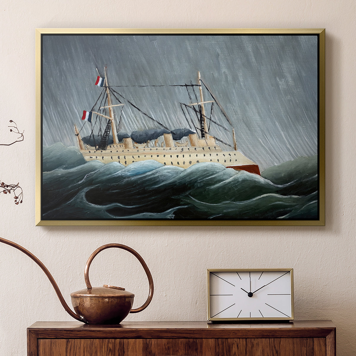 A Ship in the Storm, c. 1899 - Floater Framed Canvas Print
