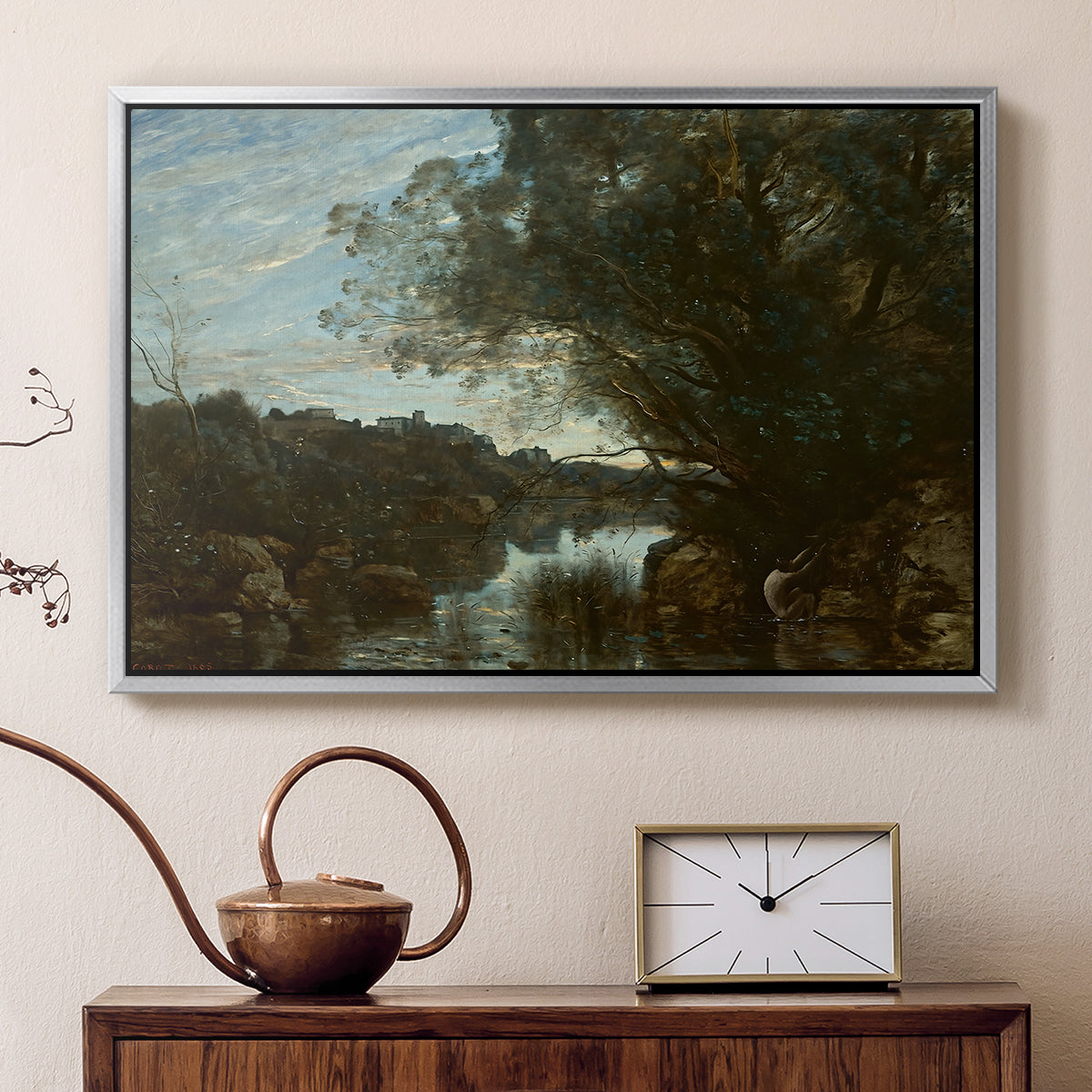 Souvenir of the Environs of Lake Nemi, 1865 - Floater Framed Canvas Print