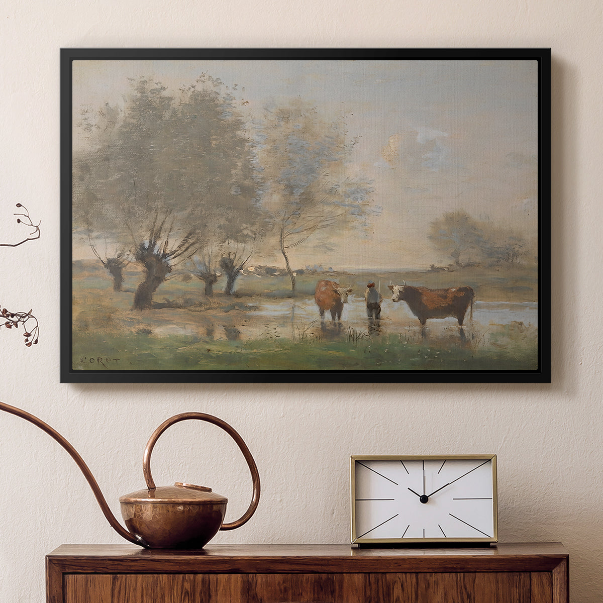 Cows in a Marshy Landscape, c. 1873-1874 - Floater Framed Canvas Print