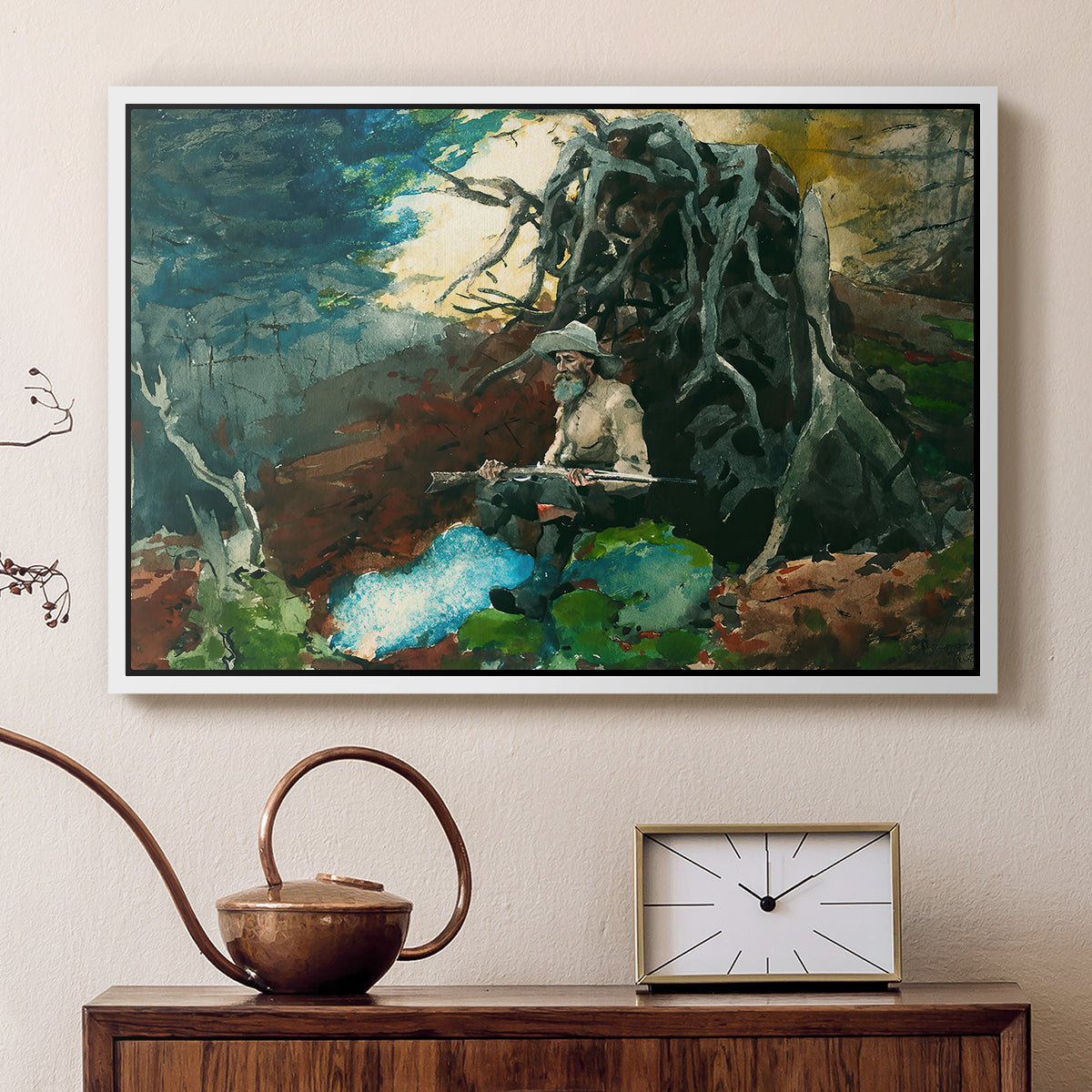 Campfire, Adirondacks, 1892 - Floater Framed Canvas Print