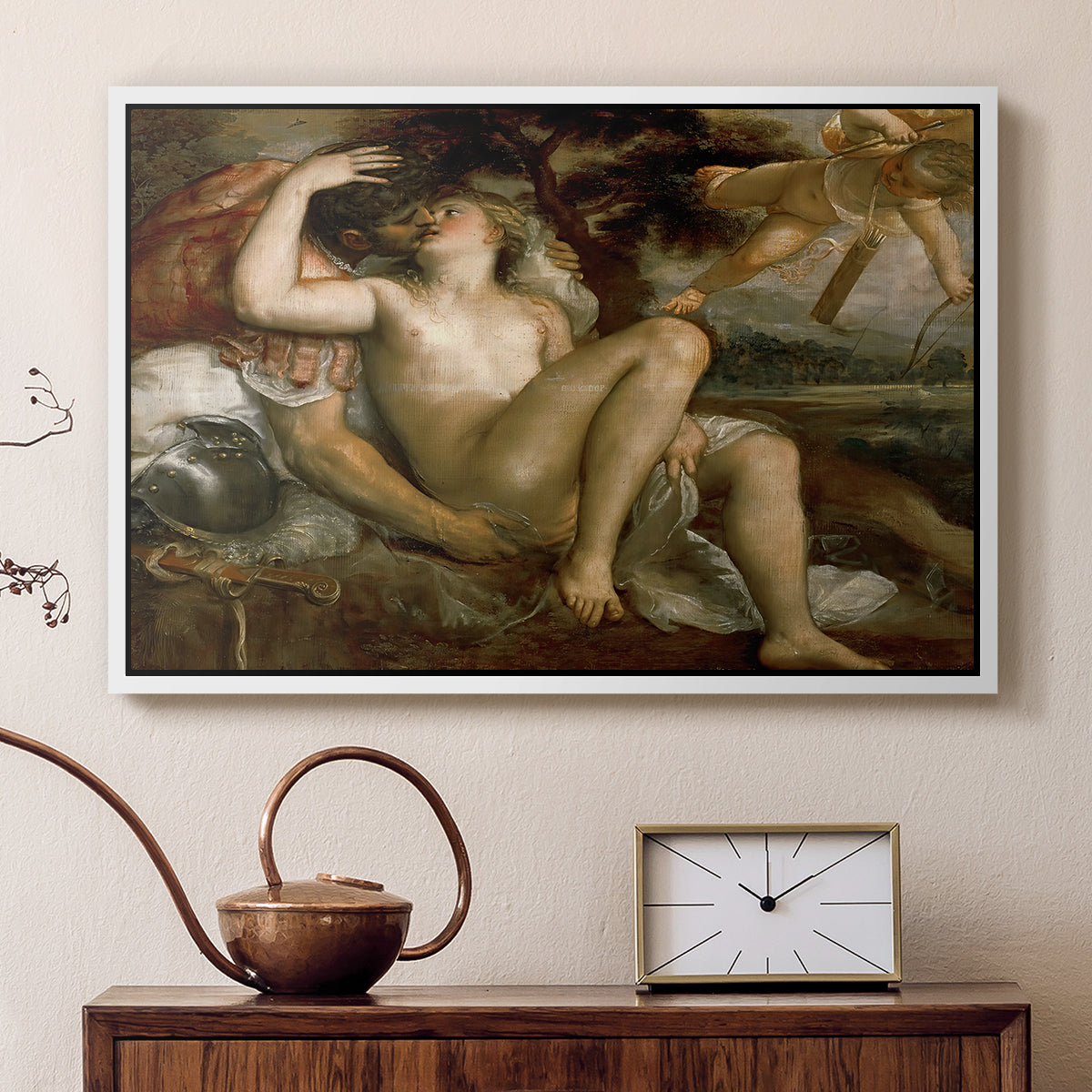 Mars, Venus and Cupid, c. 1530 - Floater Framed Canvas Print