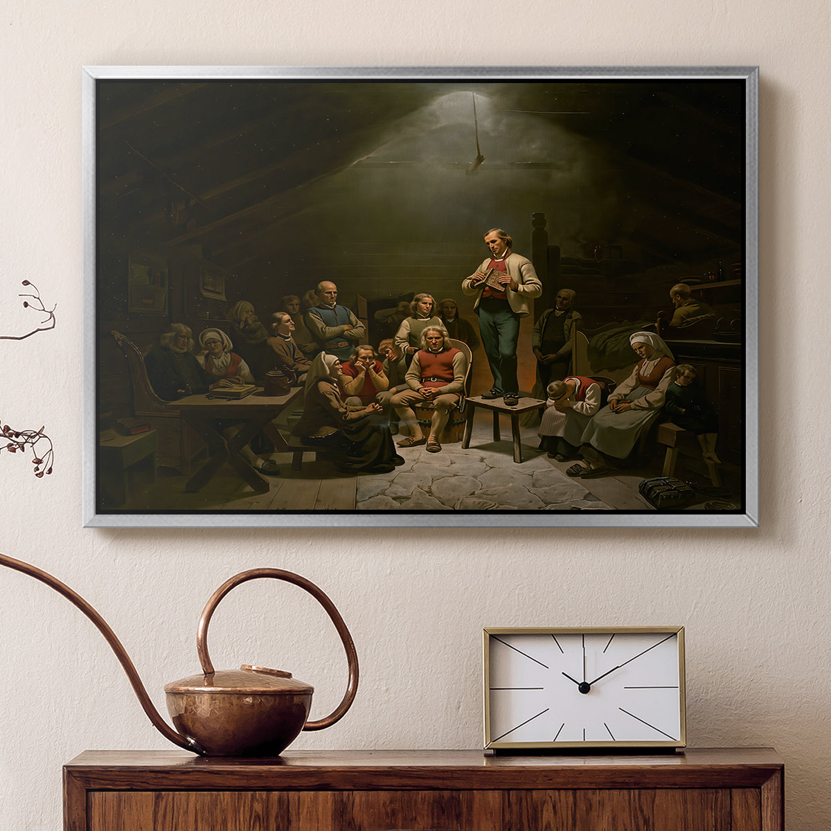 Low Church Devotion (Haugianerne), 1848 - Floater Framed Canvas Print