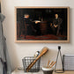 Canvas art print detailing a Victorian scene with dramatic grouping, displayed in a softly lit workspace setting