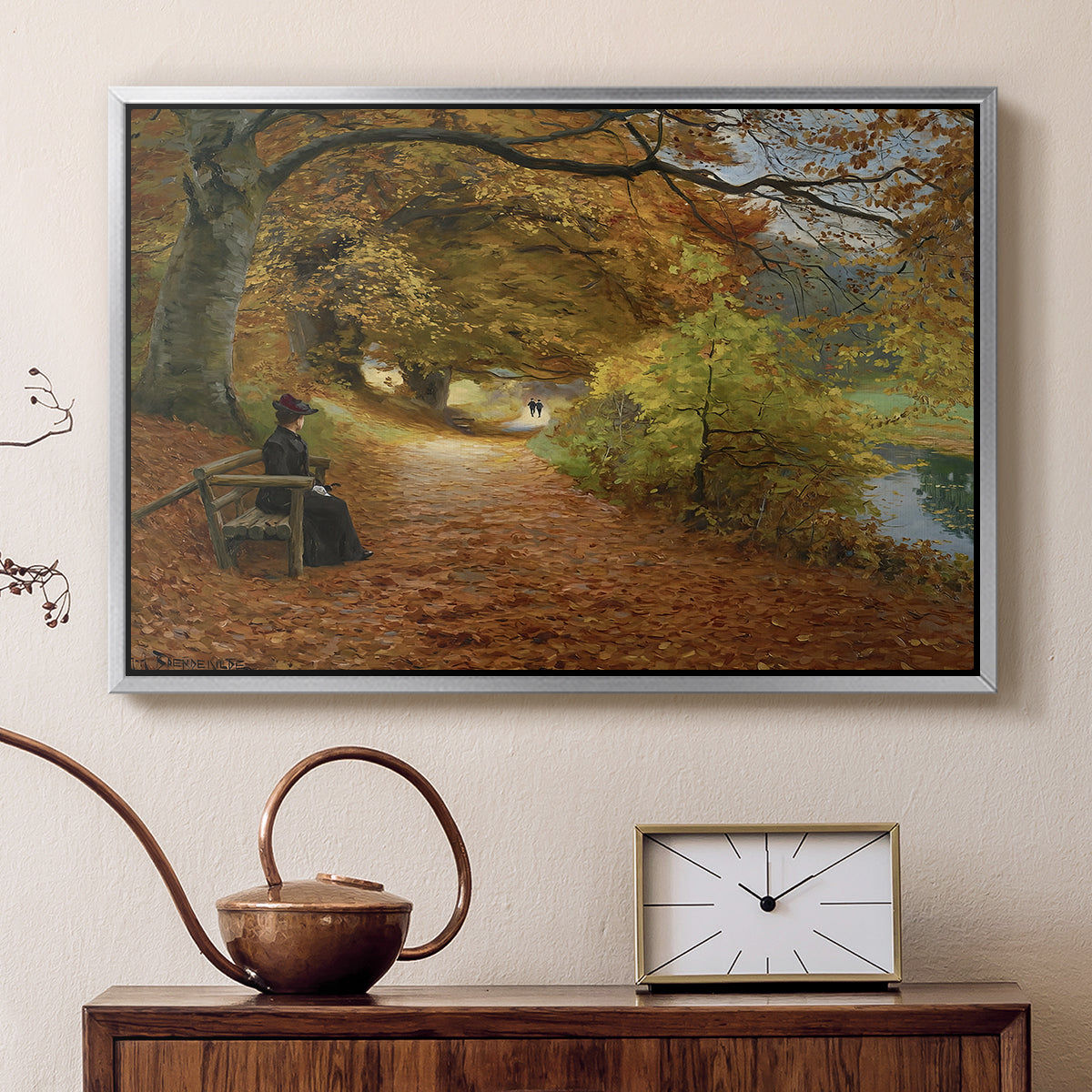 A Wooded Path in Autumn, 1902 - Floater Framed Canvas Print