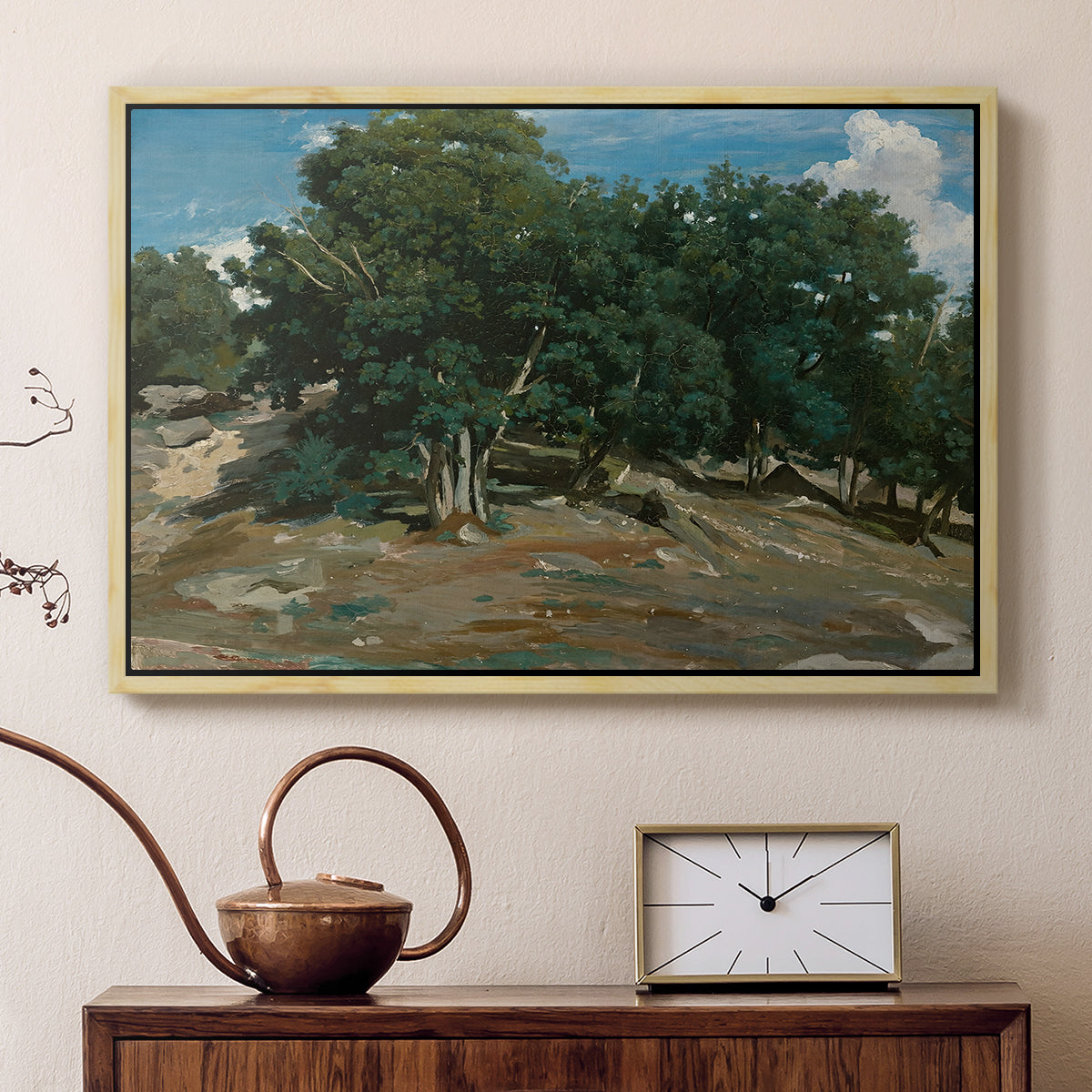 Fontainebleau: Oak Trees at Bas-Bréau, c. 1830-1835 - Floater Framed Canvas Print