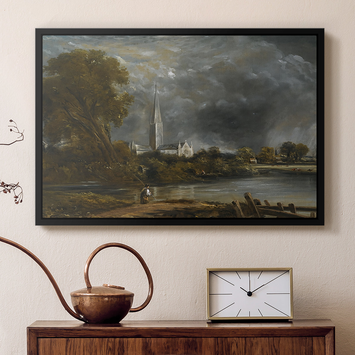 Salisbury Cathedral from the Meadows, c. 1831 - Floater Framed Canvas Print
