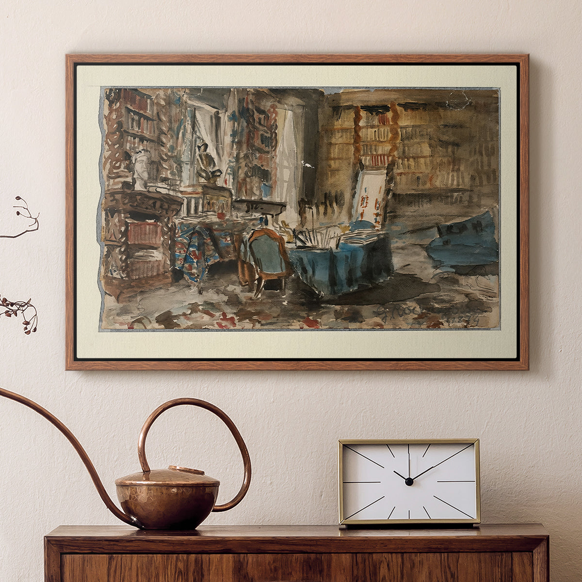 Cabinet de Flaubert à Croisset, 1874 - Floater Framed Canvas Print
