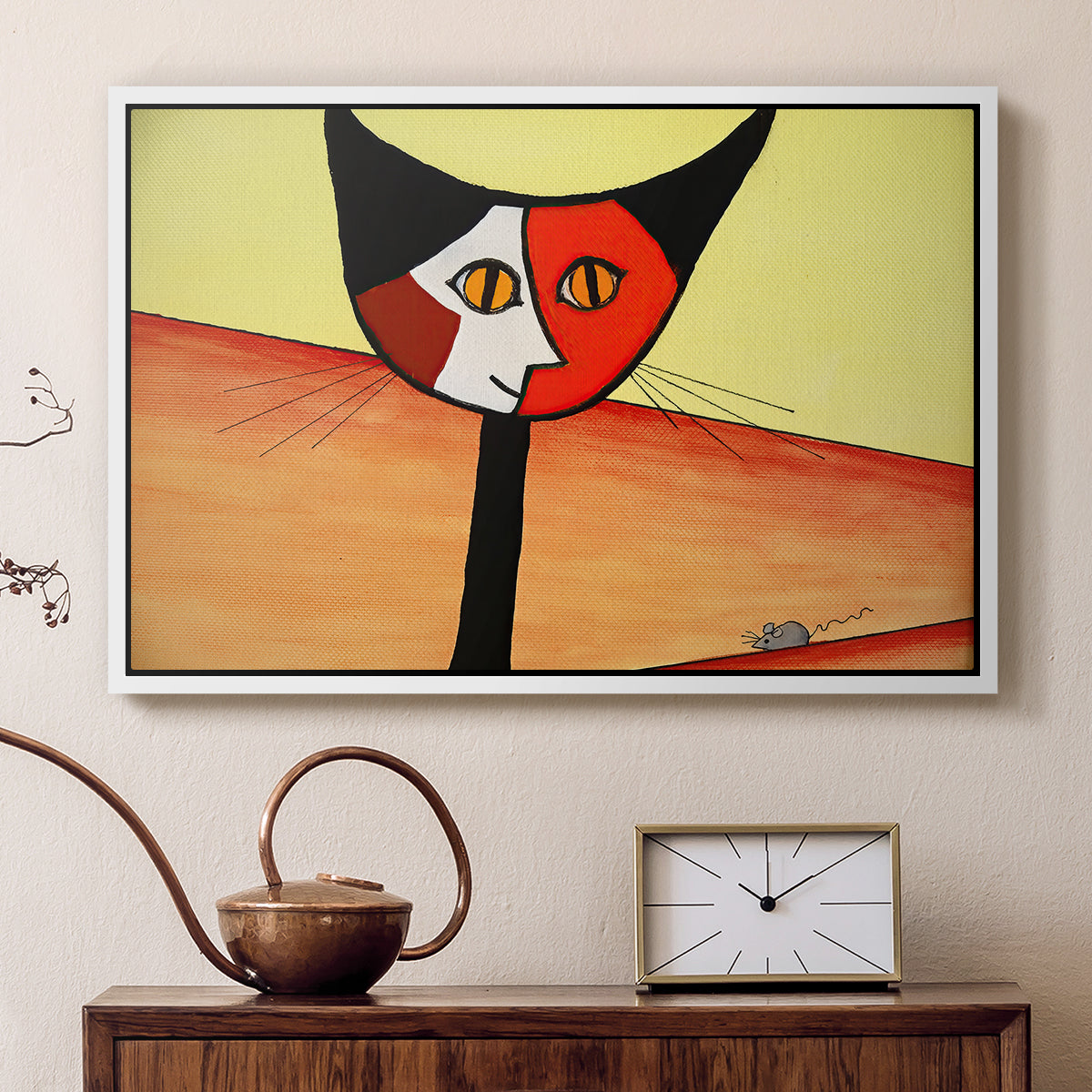Picasso's Cat–El Gato - Floater Framed Canvas Print