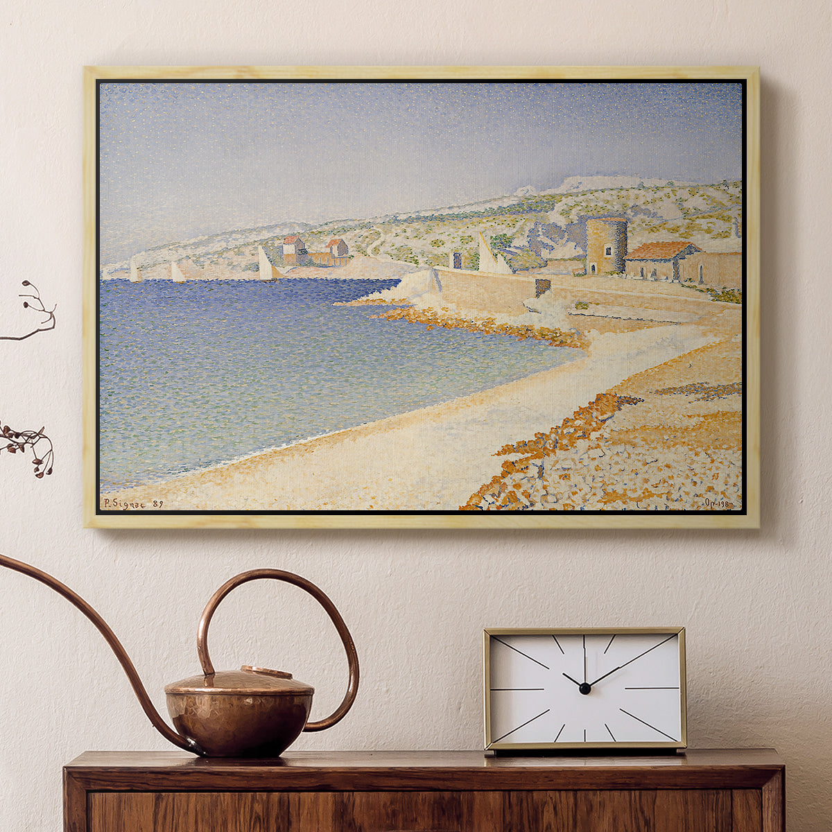The Jetty at Cassis, Opus 198, 1889 - Floater Framed Canvas Print