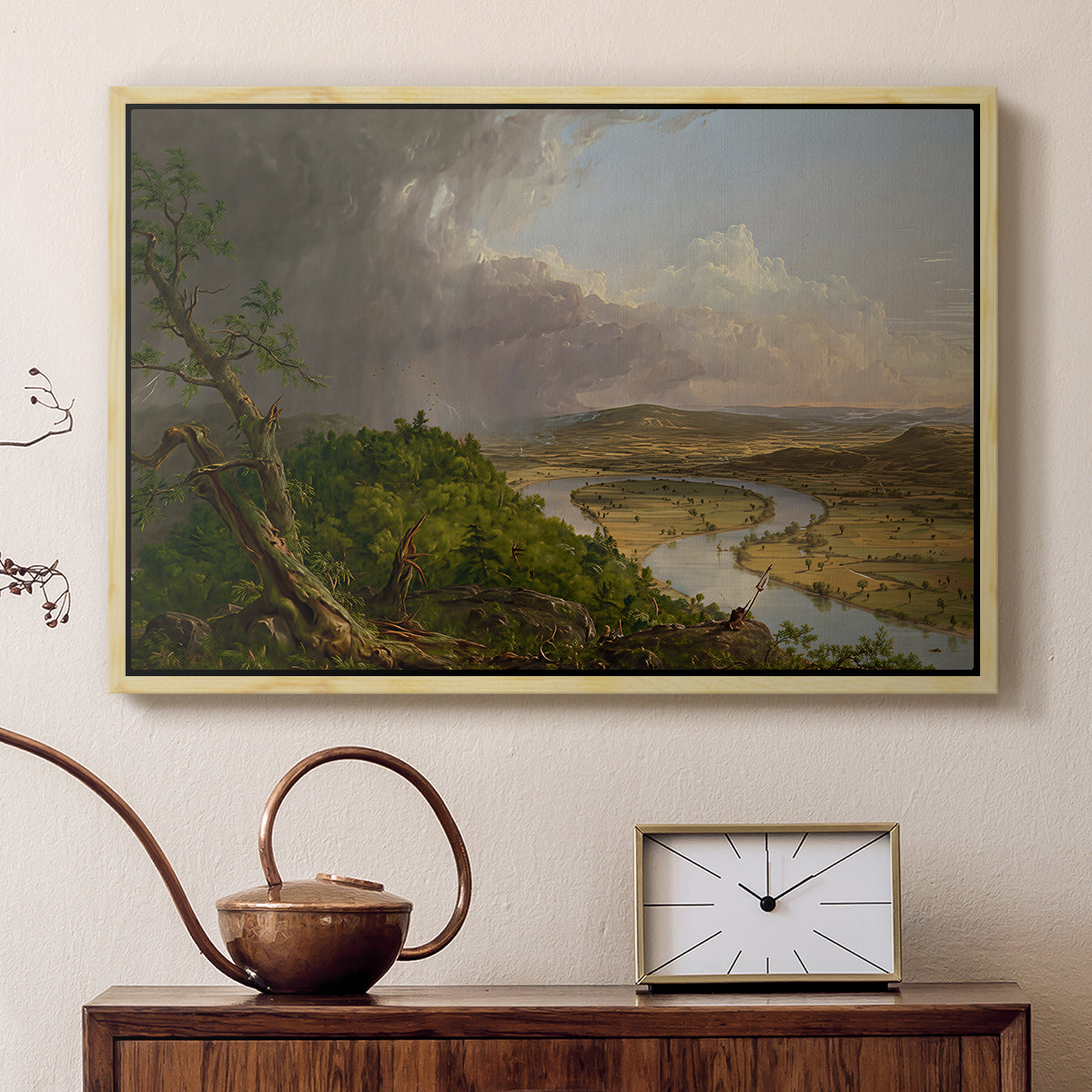 View from Mount Holyoke, Northampton, Massachusetts, after a Thunderstorm (Oxbow), 1836 - Floater Framed Canvas Print