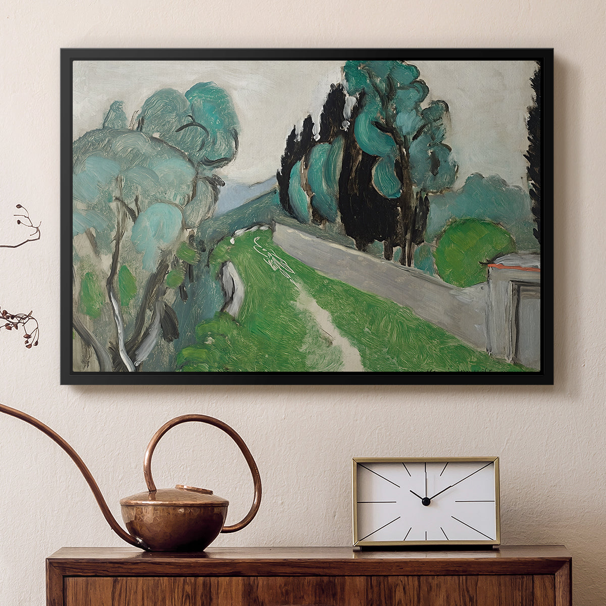 Landscape with Cypresses and Olive Trees near Nice, c. 1918 - Floater Framed Canvas Print