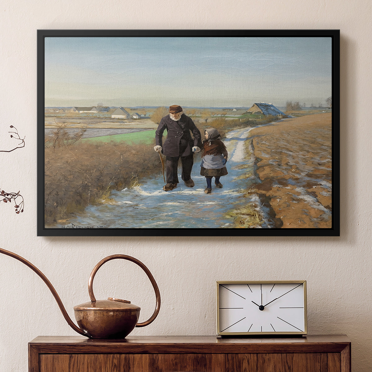 The Old Man and the Child, 1888 - Floater Framed Canvas Print