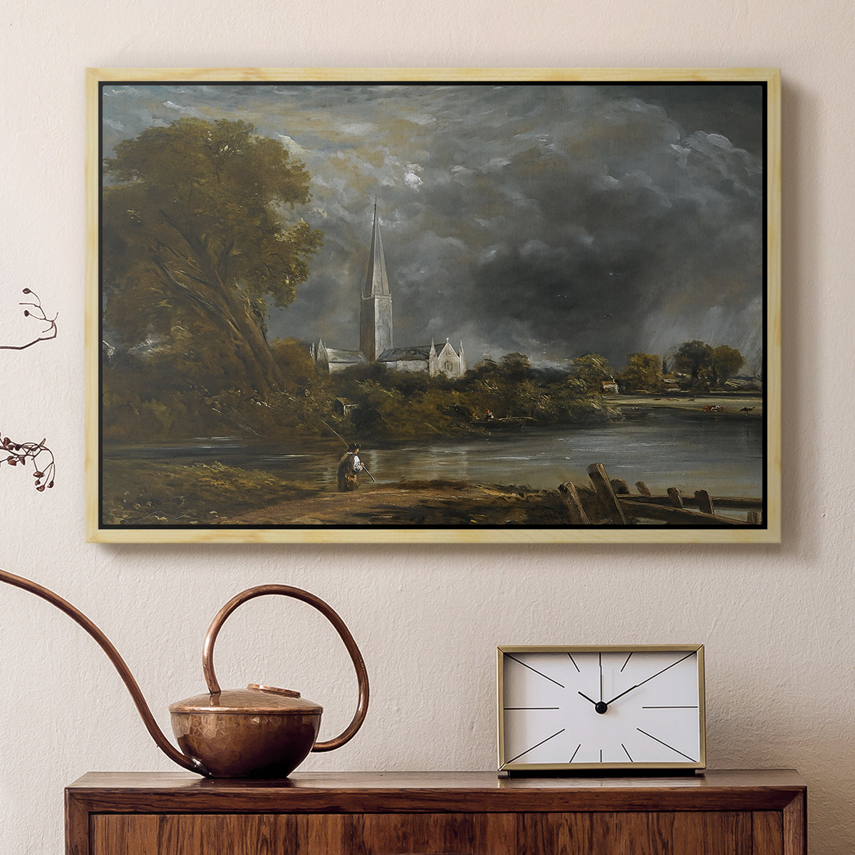 Salisbury Cathedral from the Meadows, c. 1831 - Floater Framed Canvas Print