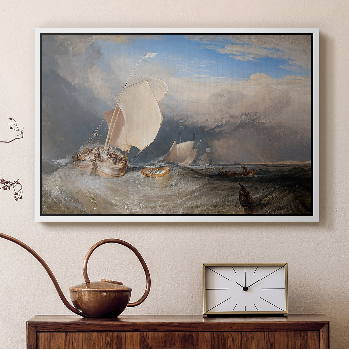Fishing Boats with Hucksters Bargaining for Fish, 1837-1838 - Floater Framed Canvas Print