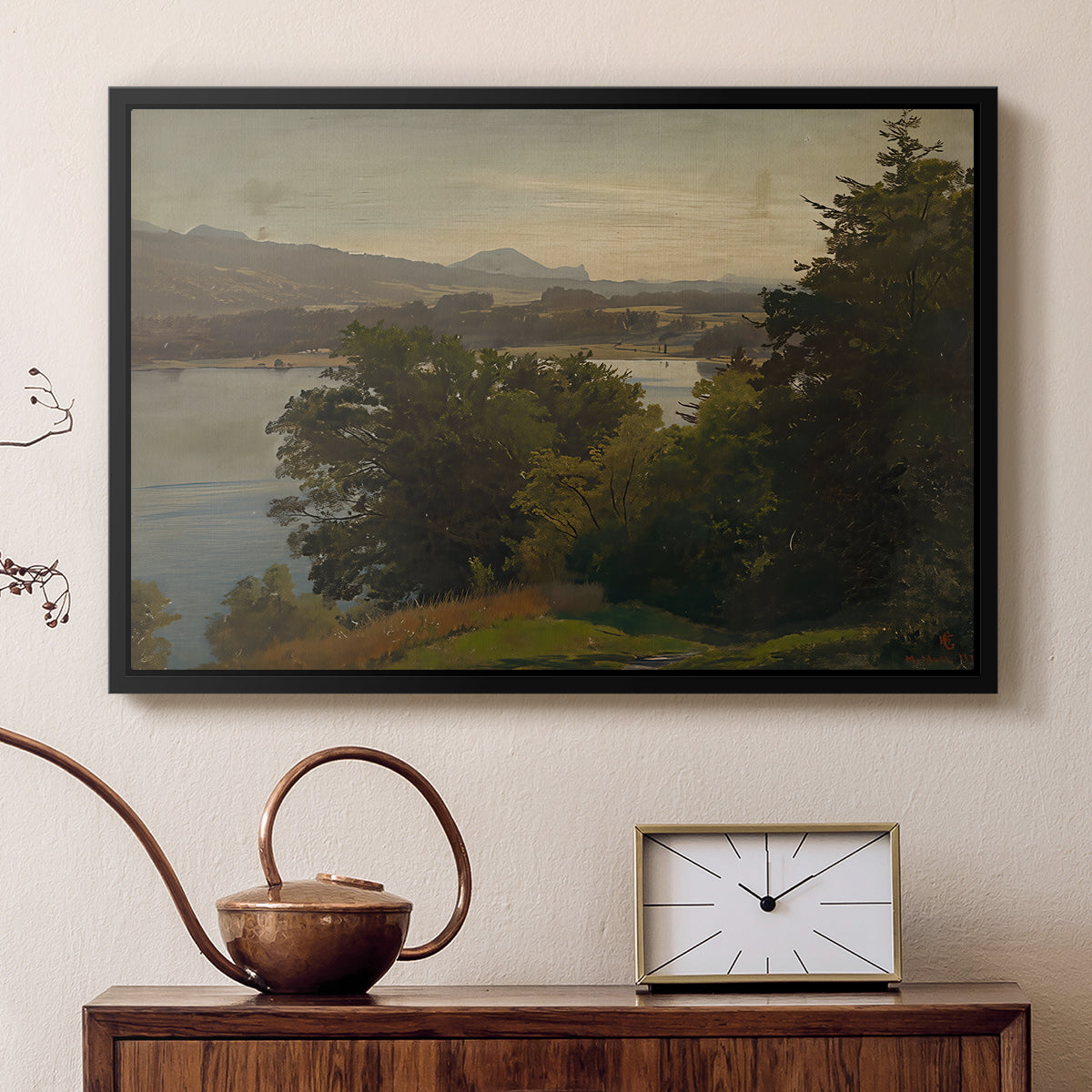 View of the Mondsee, 1870 - Floater Framed Canvas Print