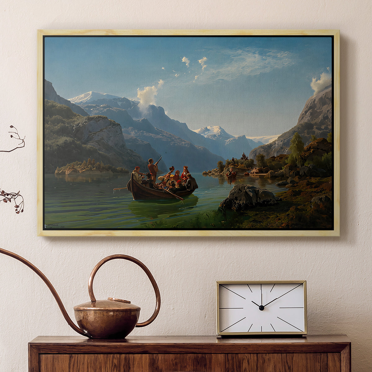 Bridal Procession on the Hardangerfjord, 1848 - Floater Framed Canvas Print