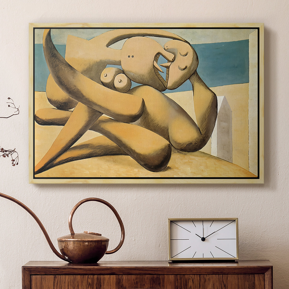Figures at the Seaside (The Kiss), 1931 - Floater Framed Canvas Print