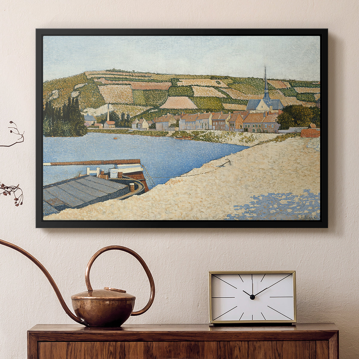 The Riverbank, Les Andelys, 1886 - Floater Framed Canvas Print