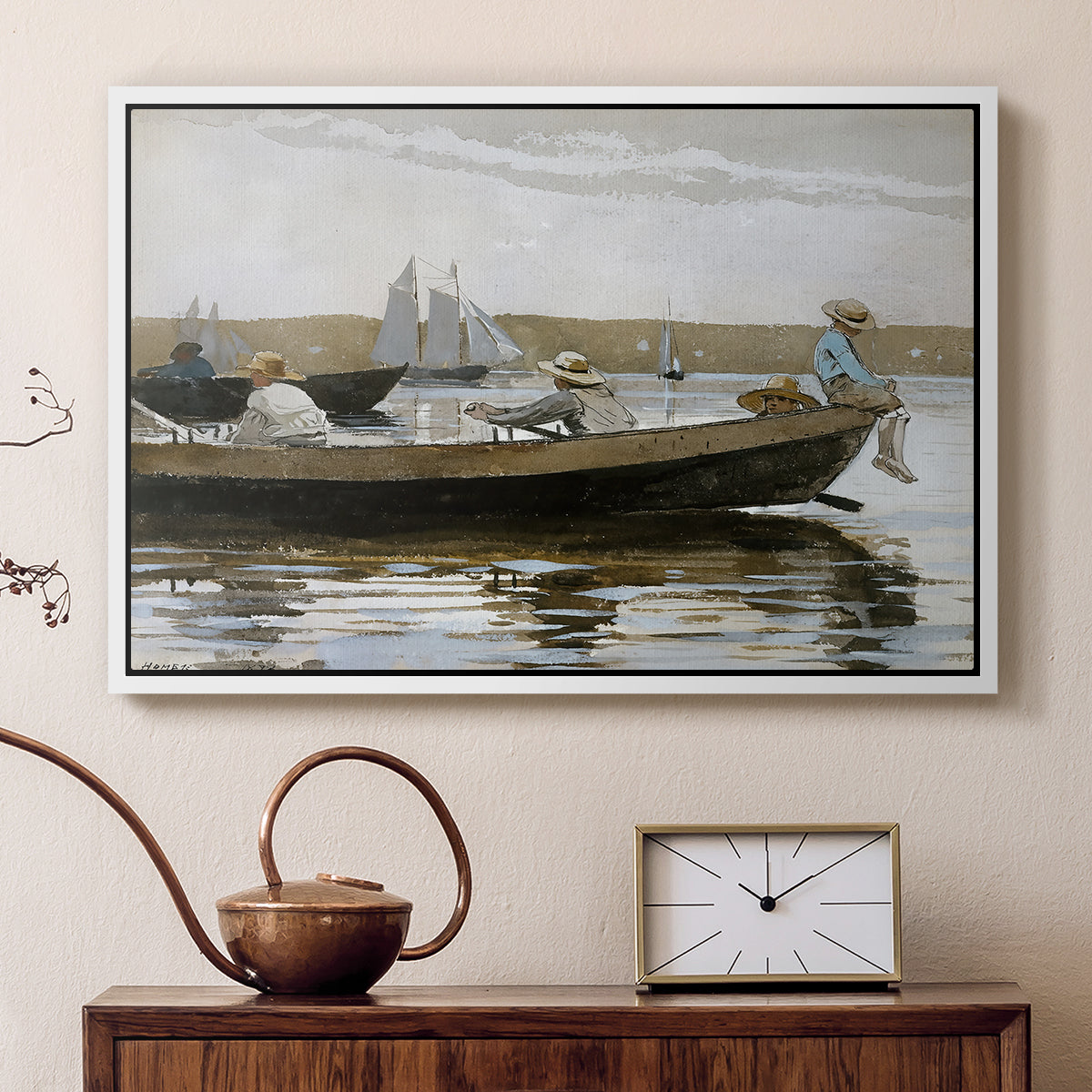 Boys in a Dory, 1873 - Floater Framed Canvas Print