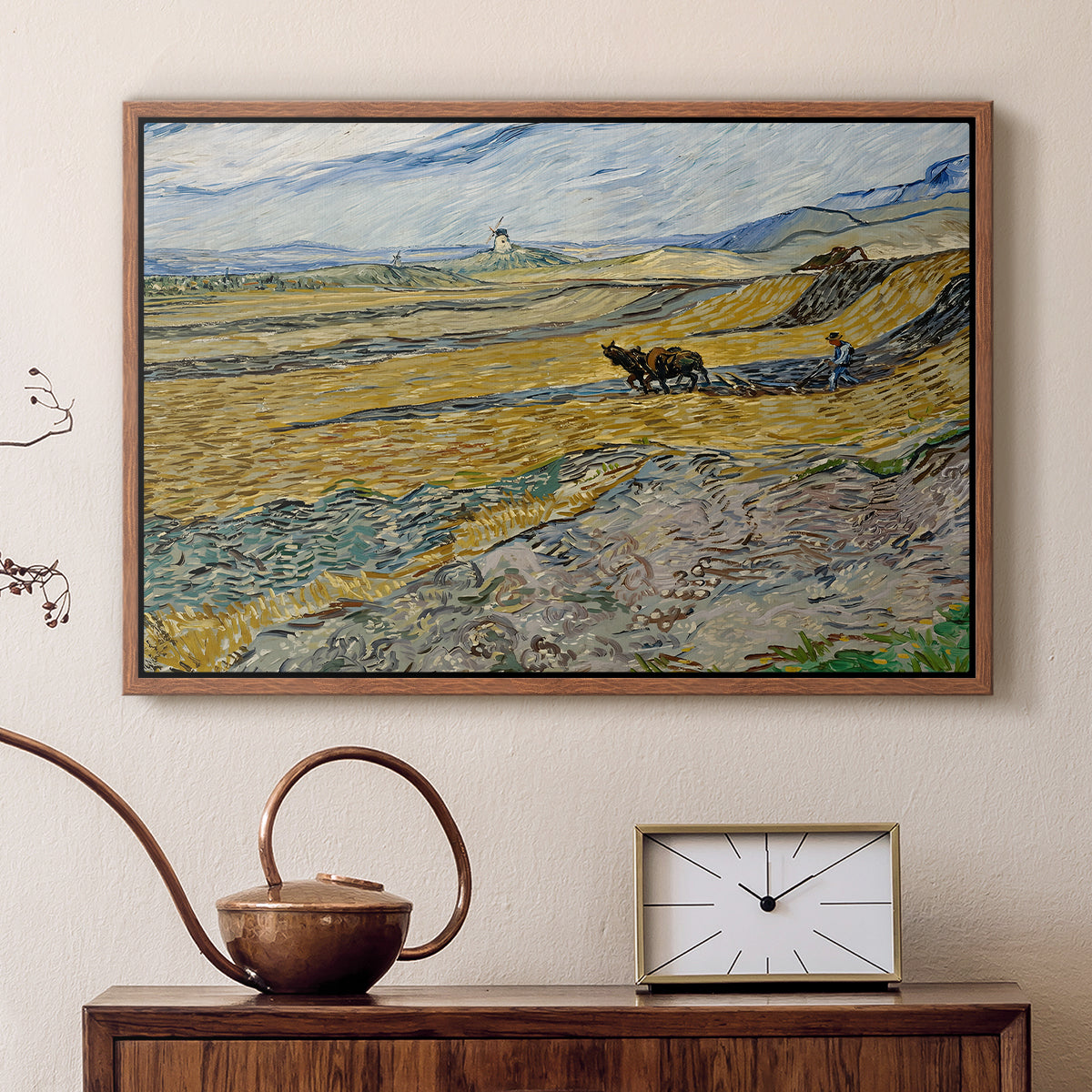 Enclosed Field with Ploughman, 1889 - Floater Framed Canvas Print