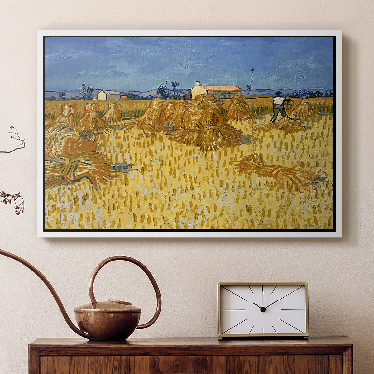 Wheat Field with Sheaves (Harvest in Provence), 1888 - Floater Framed Canvas Print