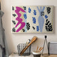 Canvas art print detailing a stylized composition evoking tension and movement, displayed in a softly lit workspace setting