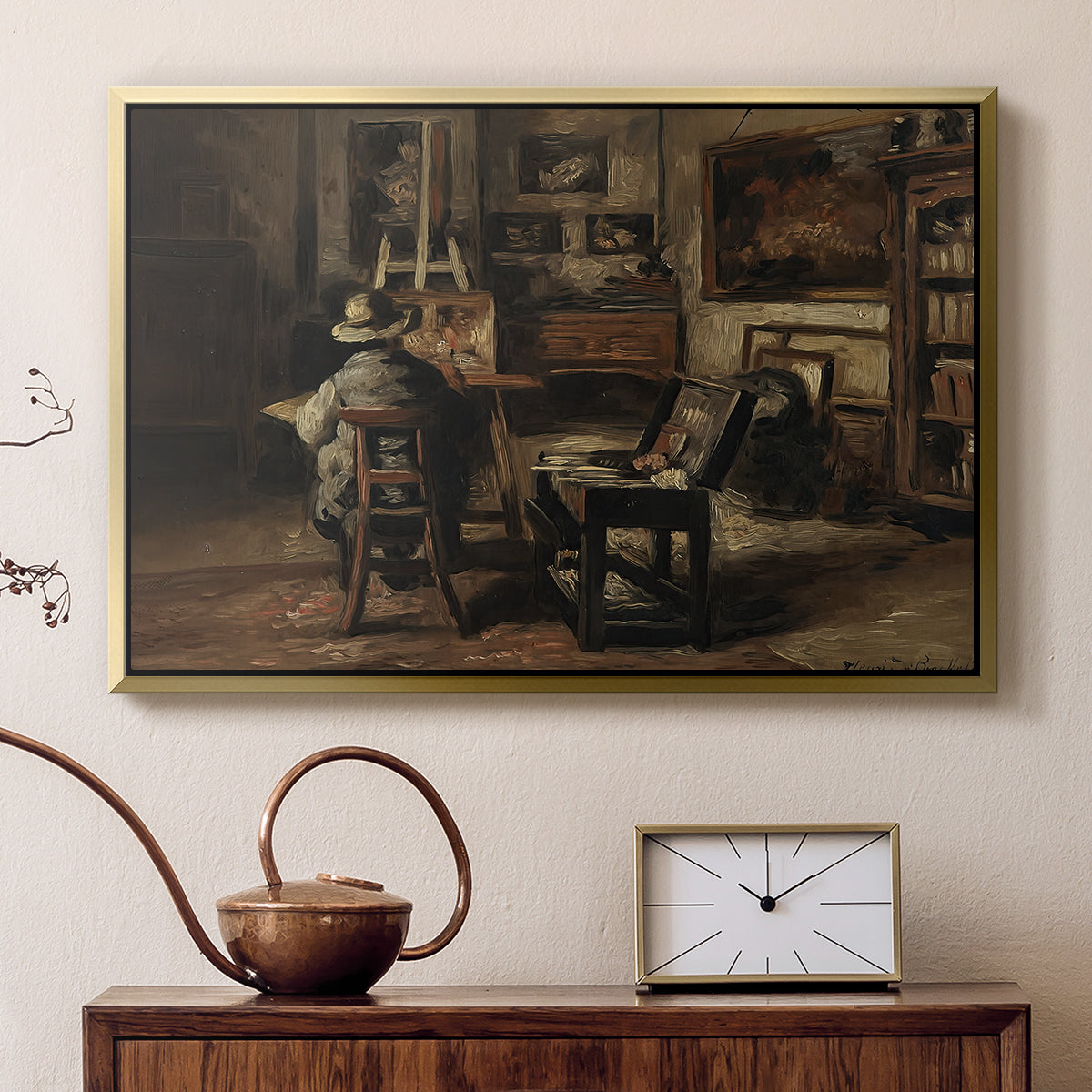 The Studio of Ferdinand De Braekeleer I, Father of the Painter, c. 1873-1885 - Floater Framed Canvas Print