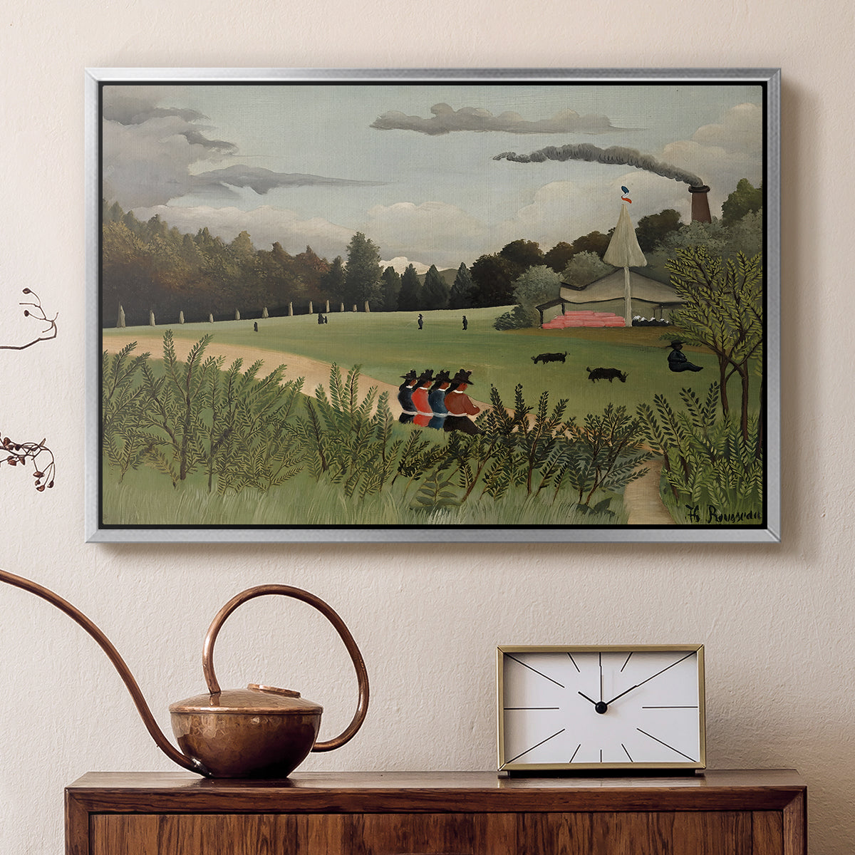The Chair Factory at Alfortville, 1897 - Floater Framed Canvas Print