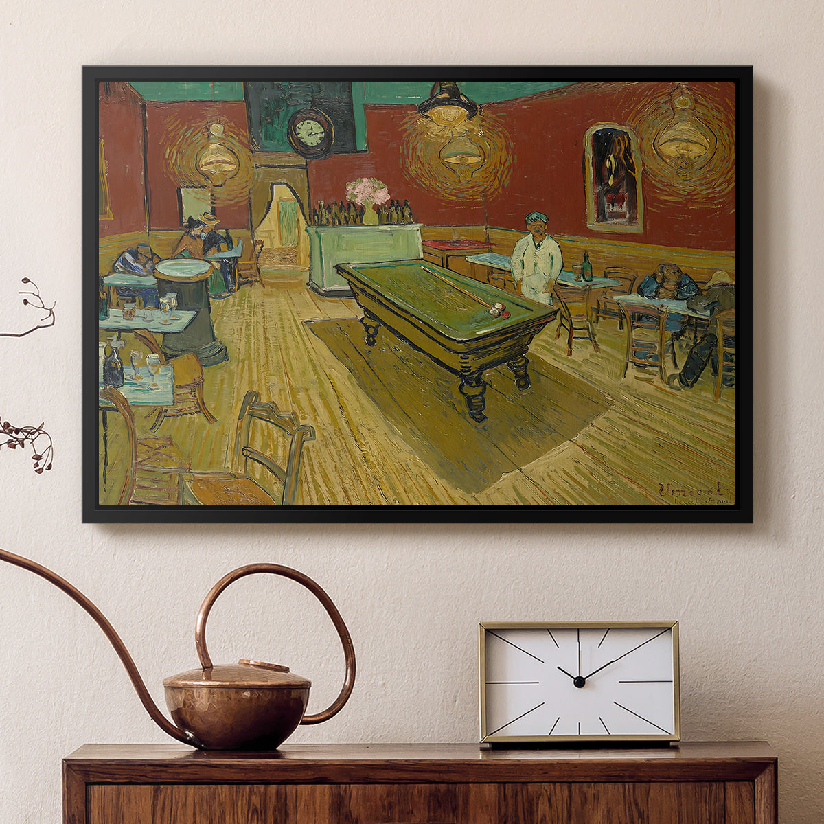 The Night Café, 1888 - Floater Framed Canvas Print
