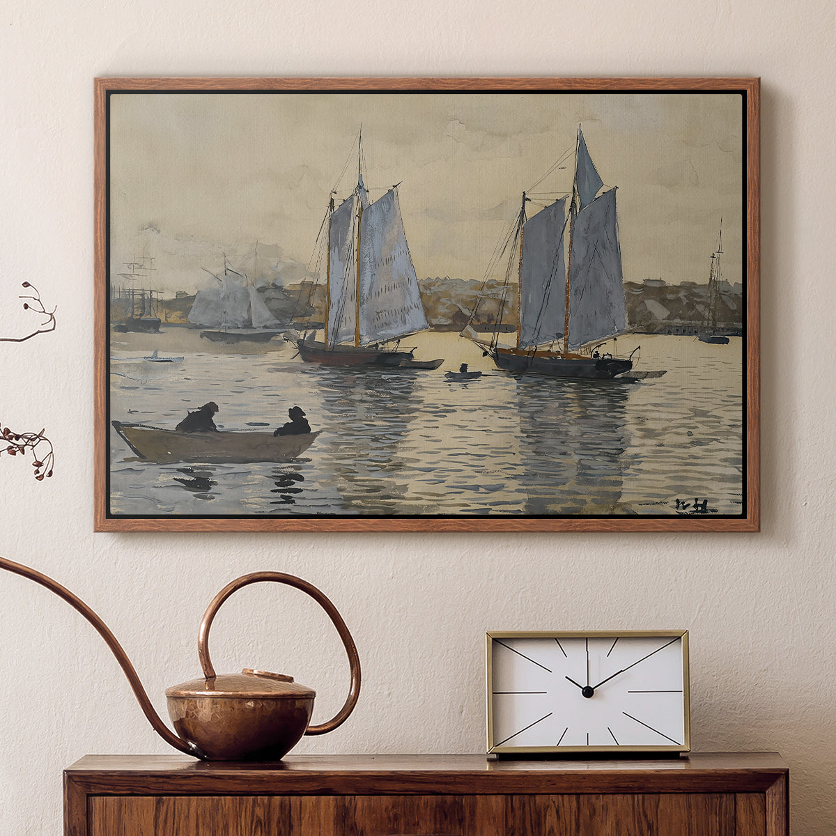 Two Schooners, Gloucester, c. 1880 - Floater Framed Canvas Print