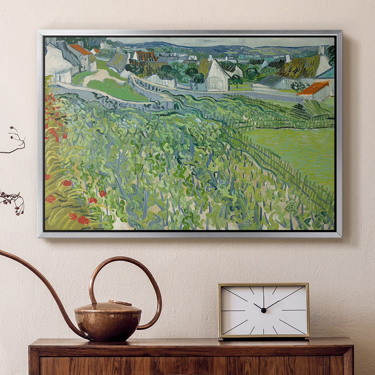 Vineyards at Auvers, 1890 - Floater Framed Canvas Print