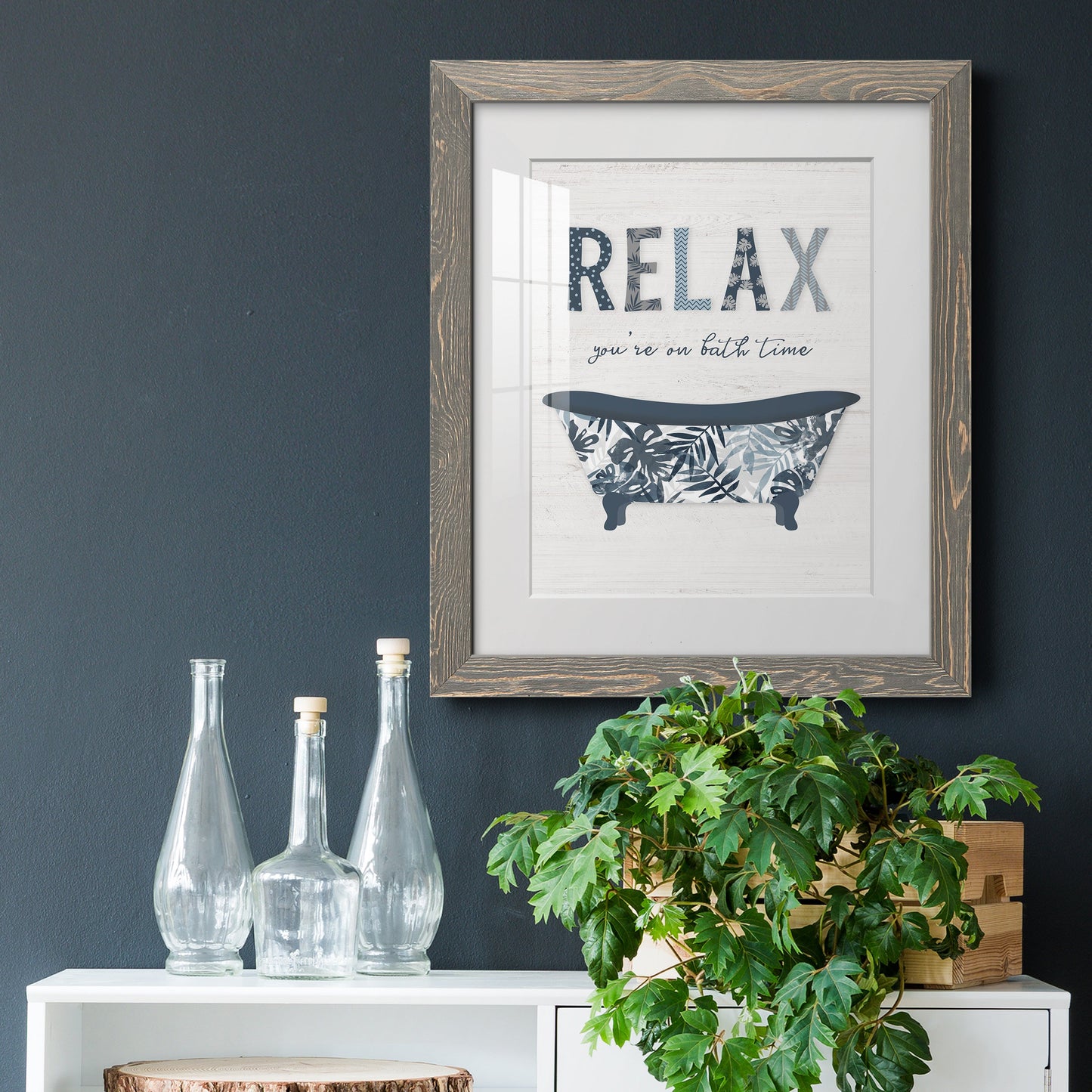 Palm Bath I - Barnwood Framed Art Print