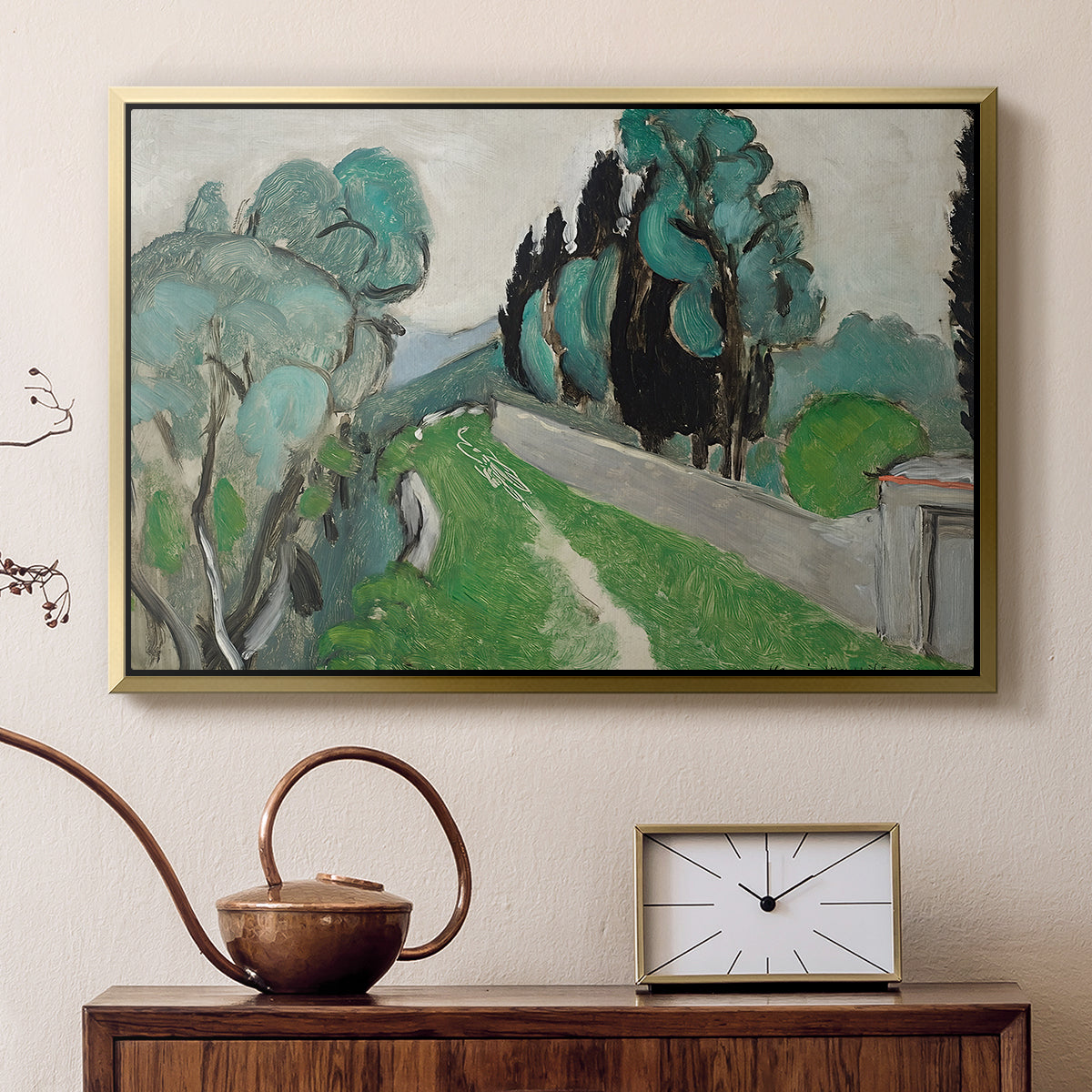 Landscape with Cypresses and Olive Trees near Nice, c. 1918 - Floater Framed Canvas Print