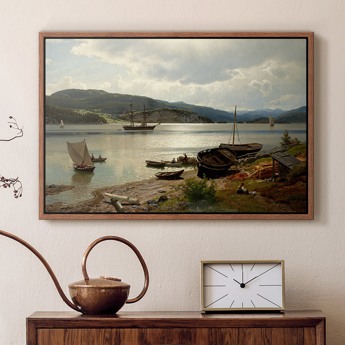 By the Water, 1876 - Floater Framed Canvas Print