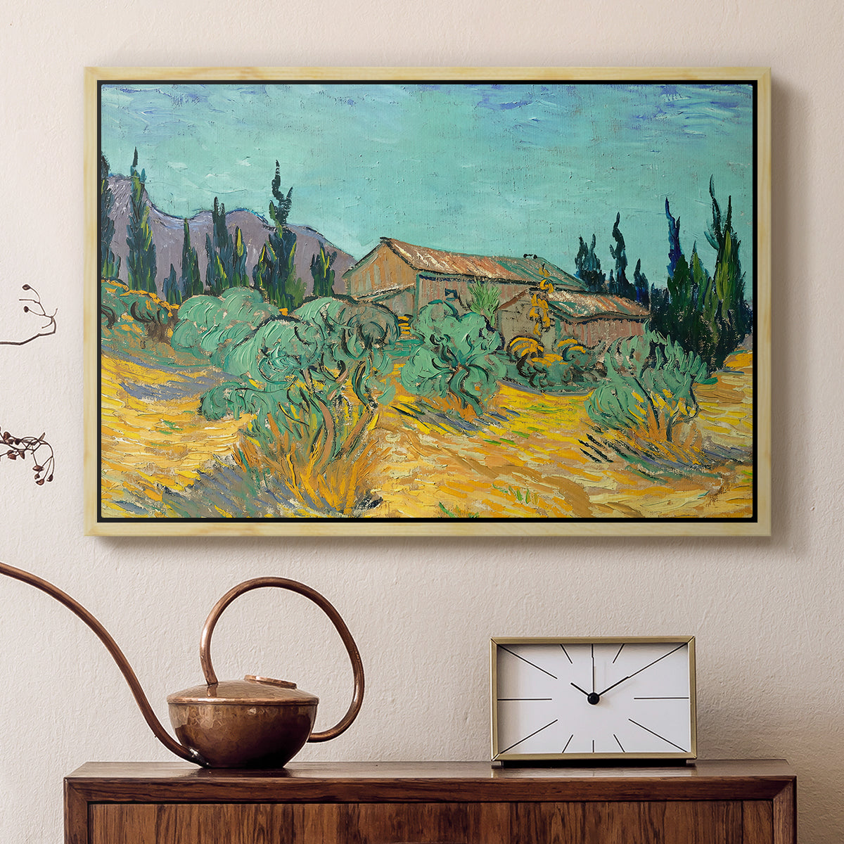 Wooden Sheds Among the Olive Trees and Cypresses, 1889 - Floater Framed Canvas Print