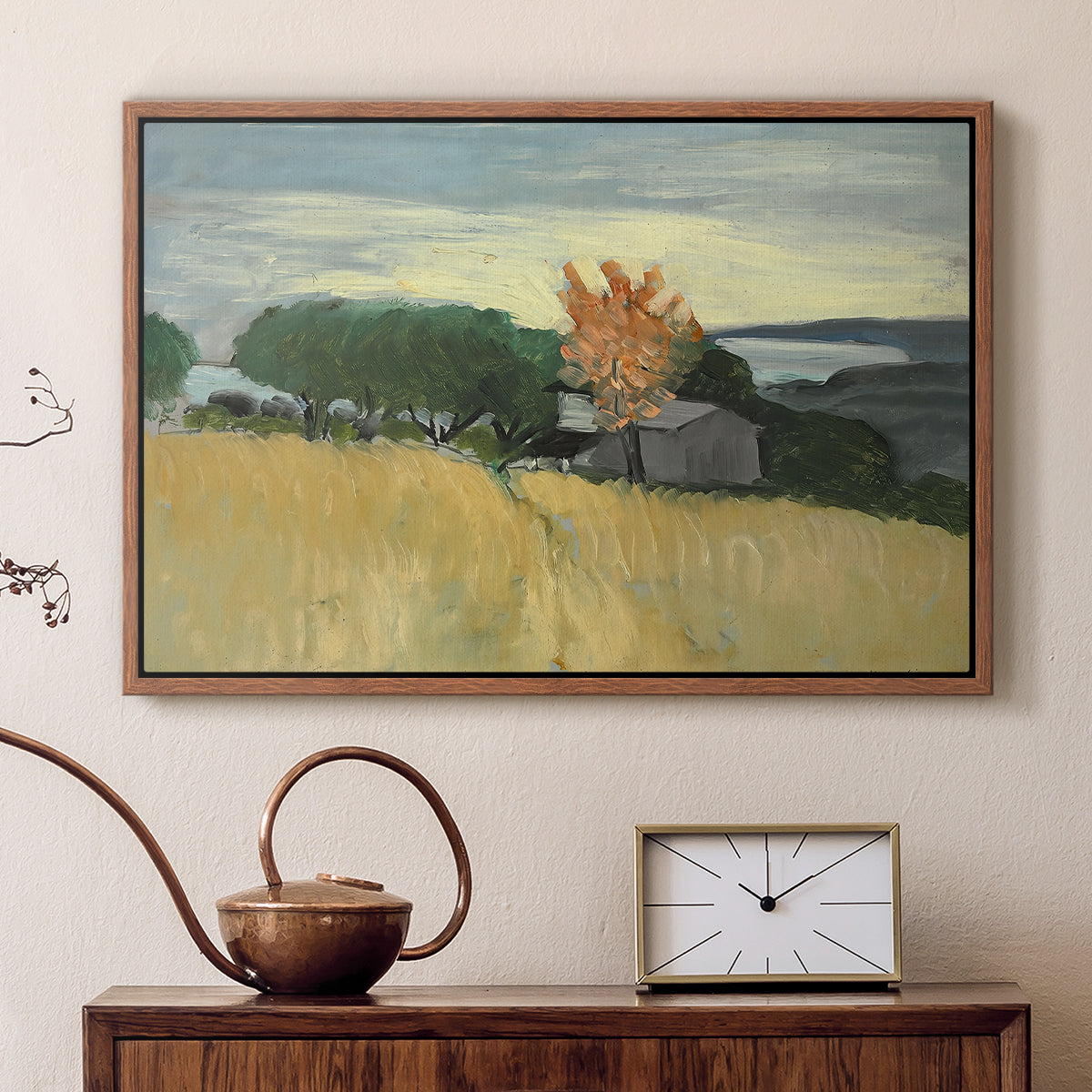 Fields of Wheat in Cagnes, 1918 - Floater Framed Canvas Print
