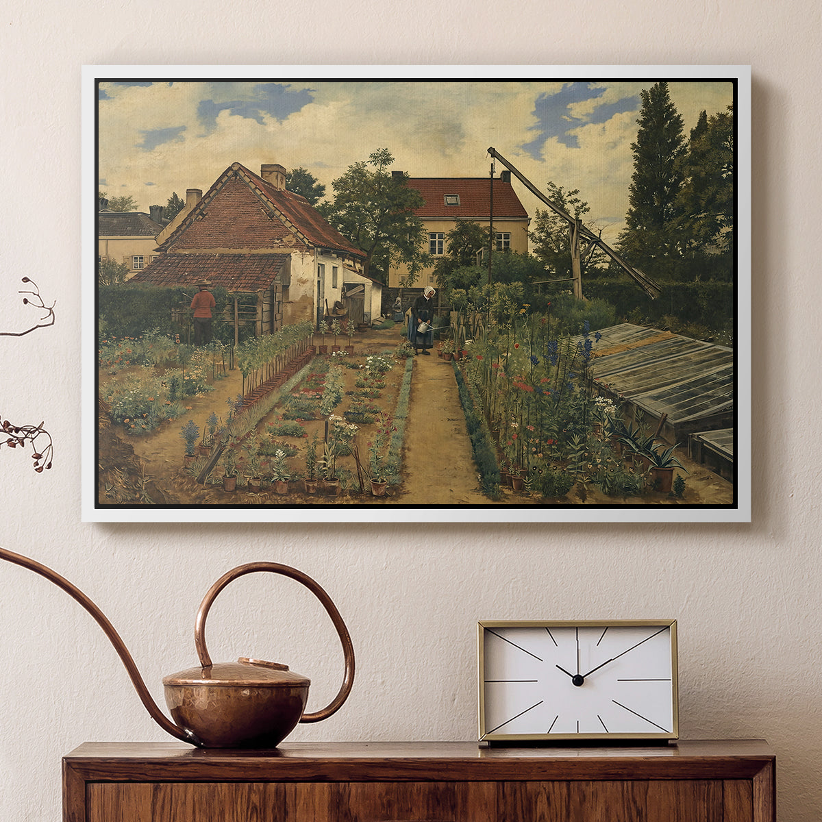 Garden of a Florist (The Flower Garden), 1864 - Floater Framed Canvas Print