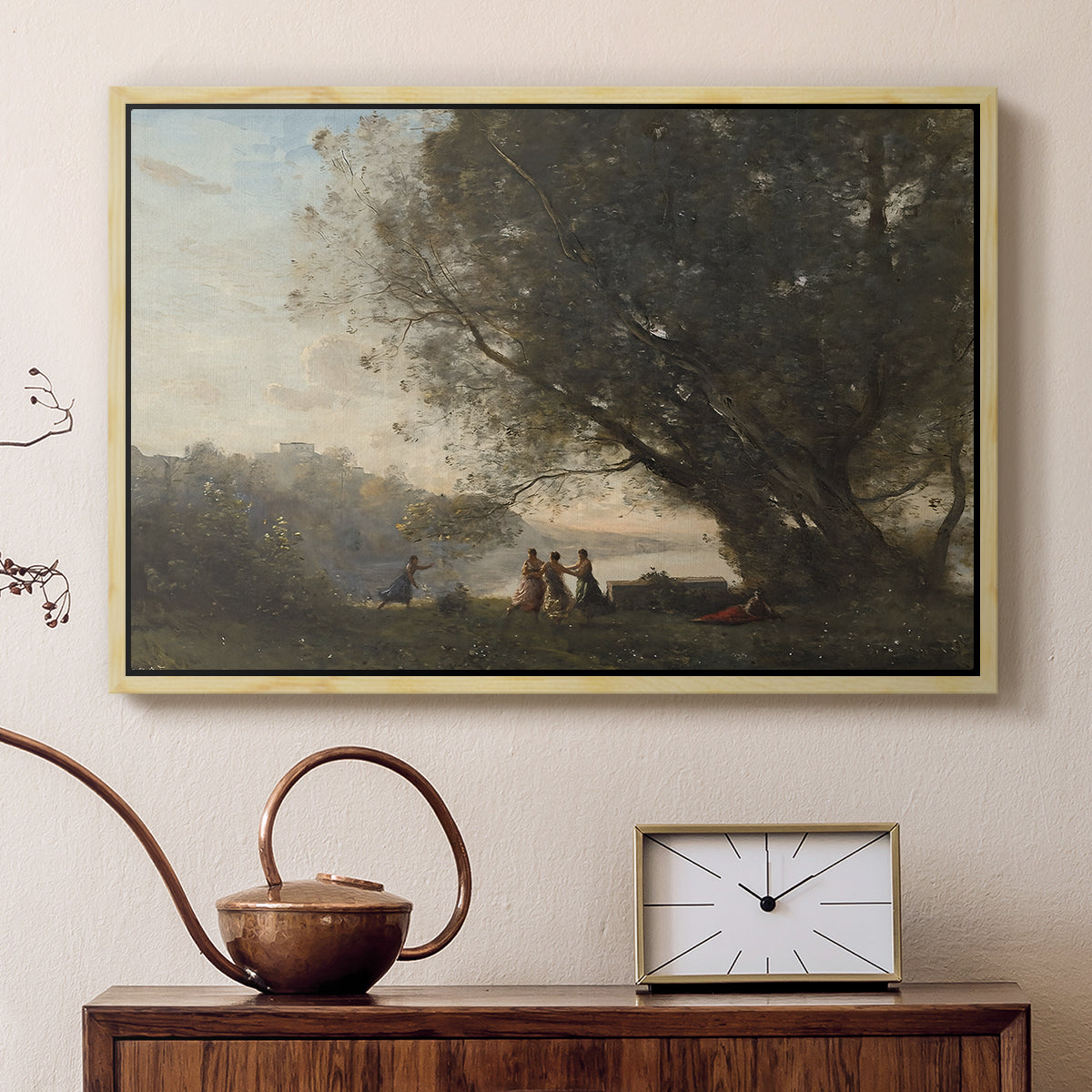 Dance Under the Trees at the Edge of the Lake, c. 1865-1870 - Floater Framed Canvas Print