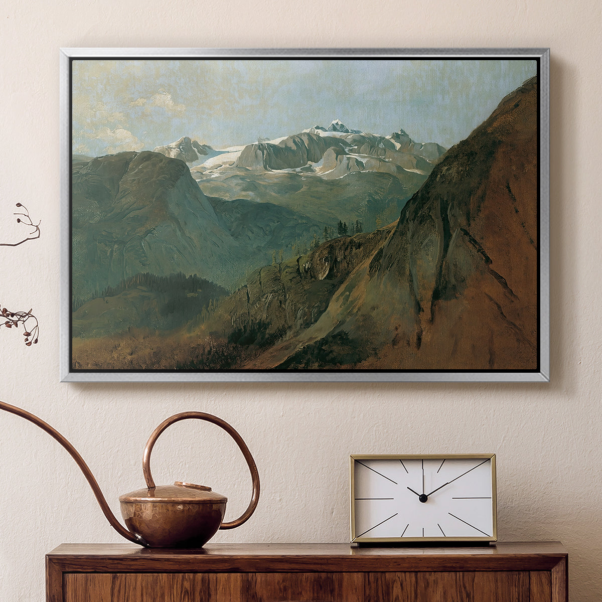 The Dachstein from the Plassen near Hallstatt, 1827 - Floater Framed Canvas Print