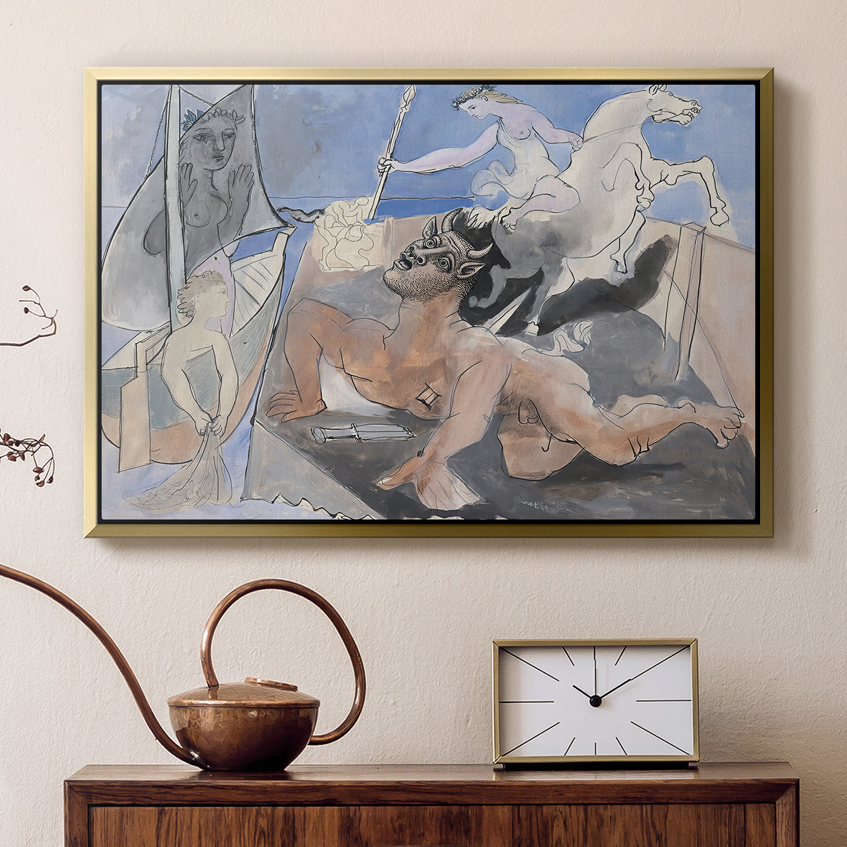 Composition with Minotaur, 1936 - Floater Framed Canvas Print