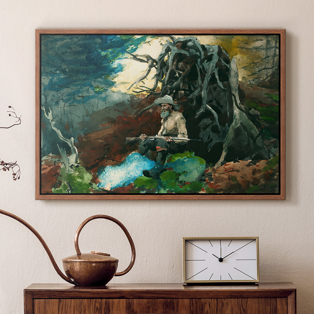 Campfire, Adirondacks, 1892 - Floater Framed Canvas Print