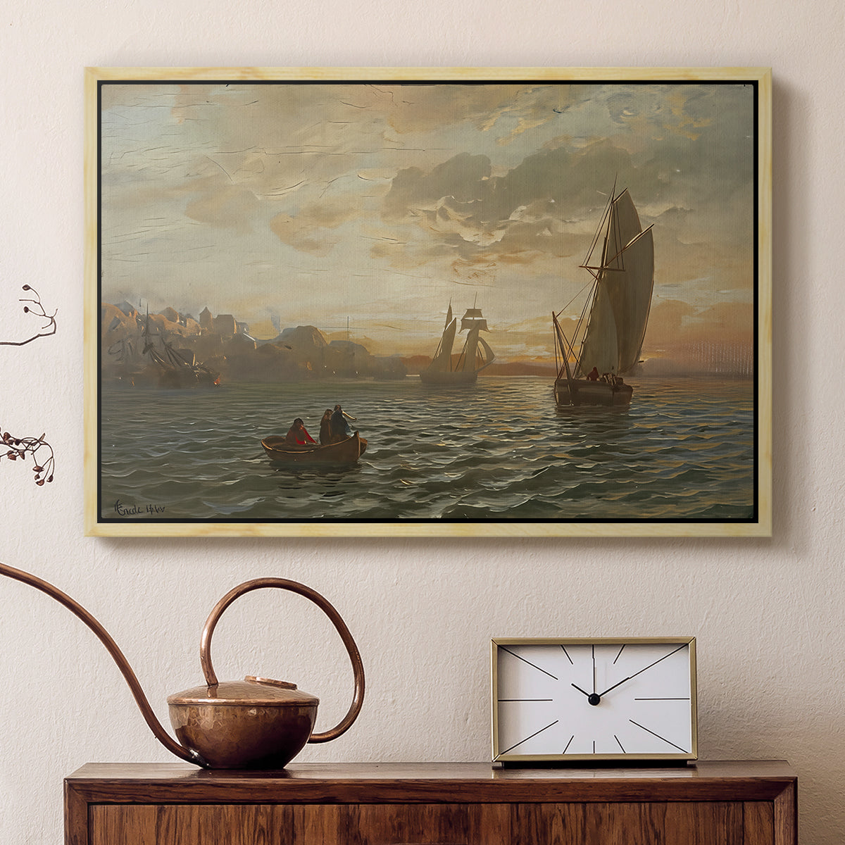 View from the Oslofjord, 1866 - Floater Framed Canvas Print