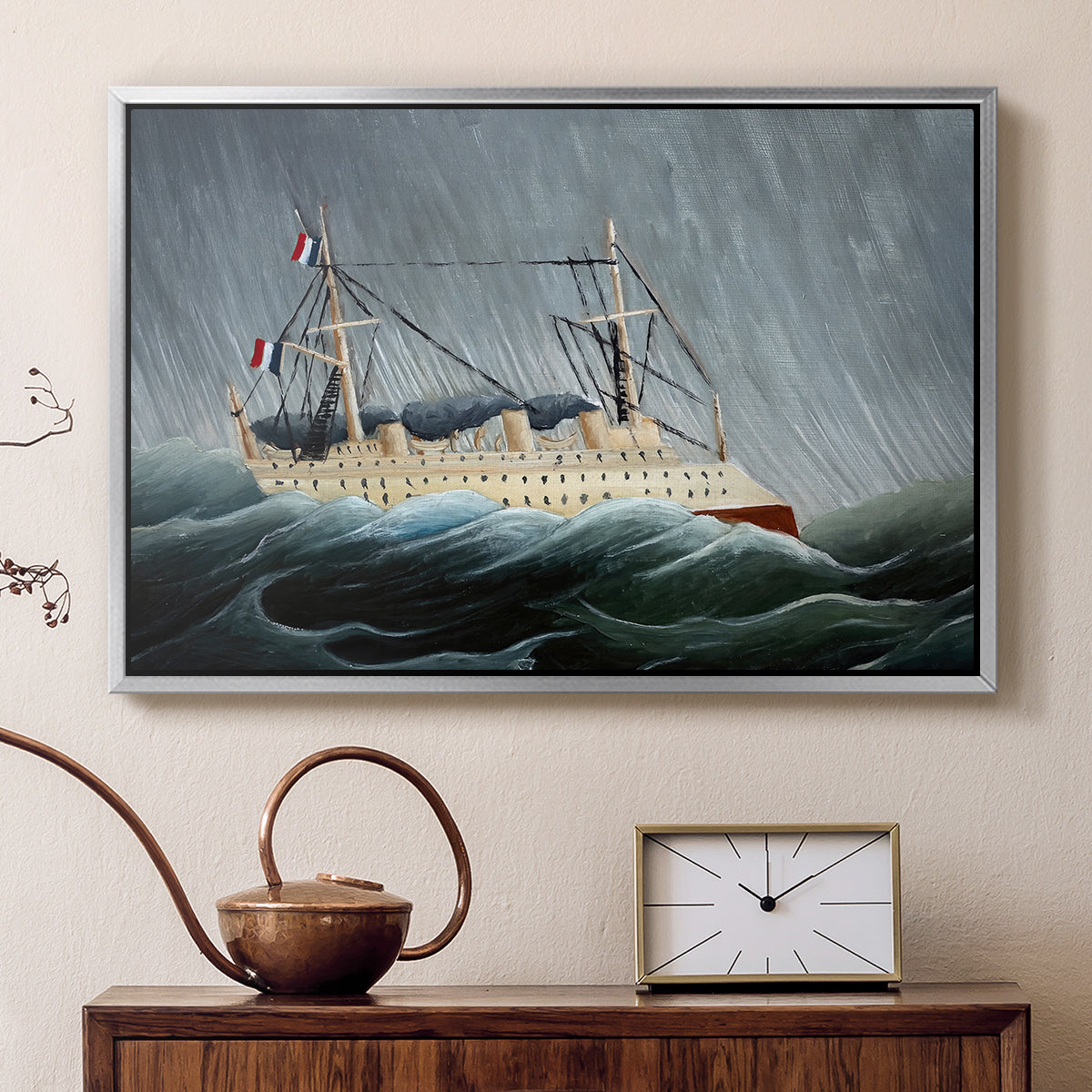 A Ship in the Storm, c. 1899 - Floater Framed Canvas Print