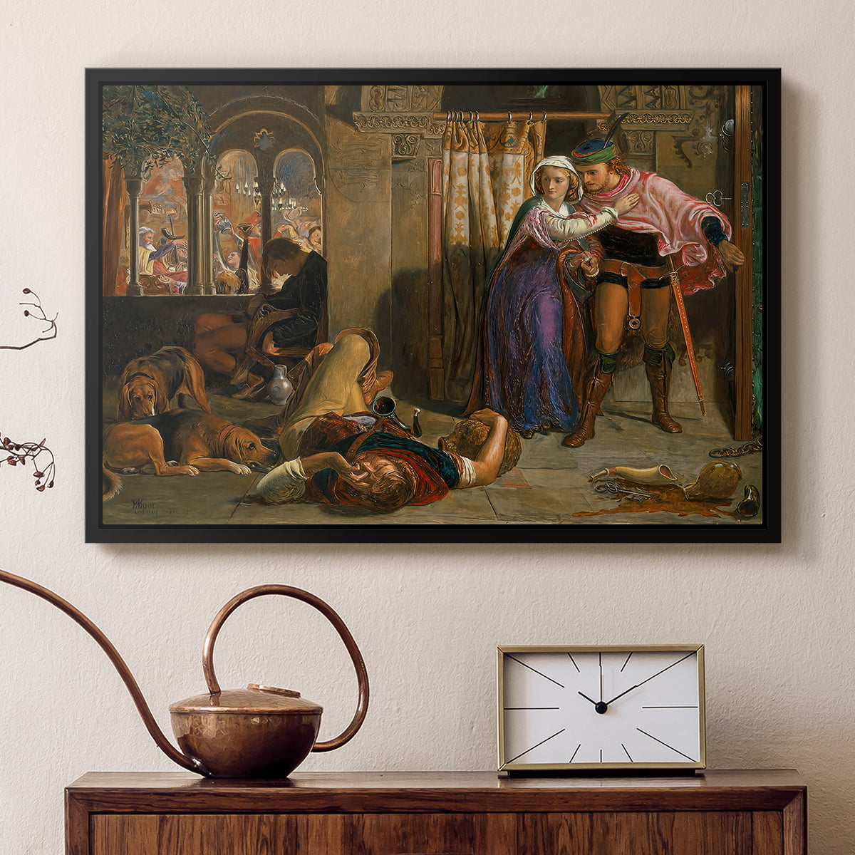 The Flight of Madeline and Porphyro, 1848 - Floater Framed Canvas Print