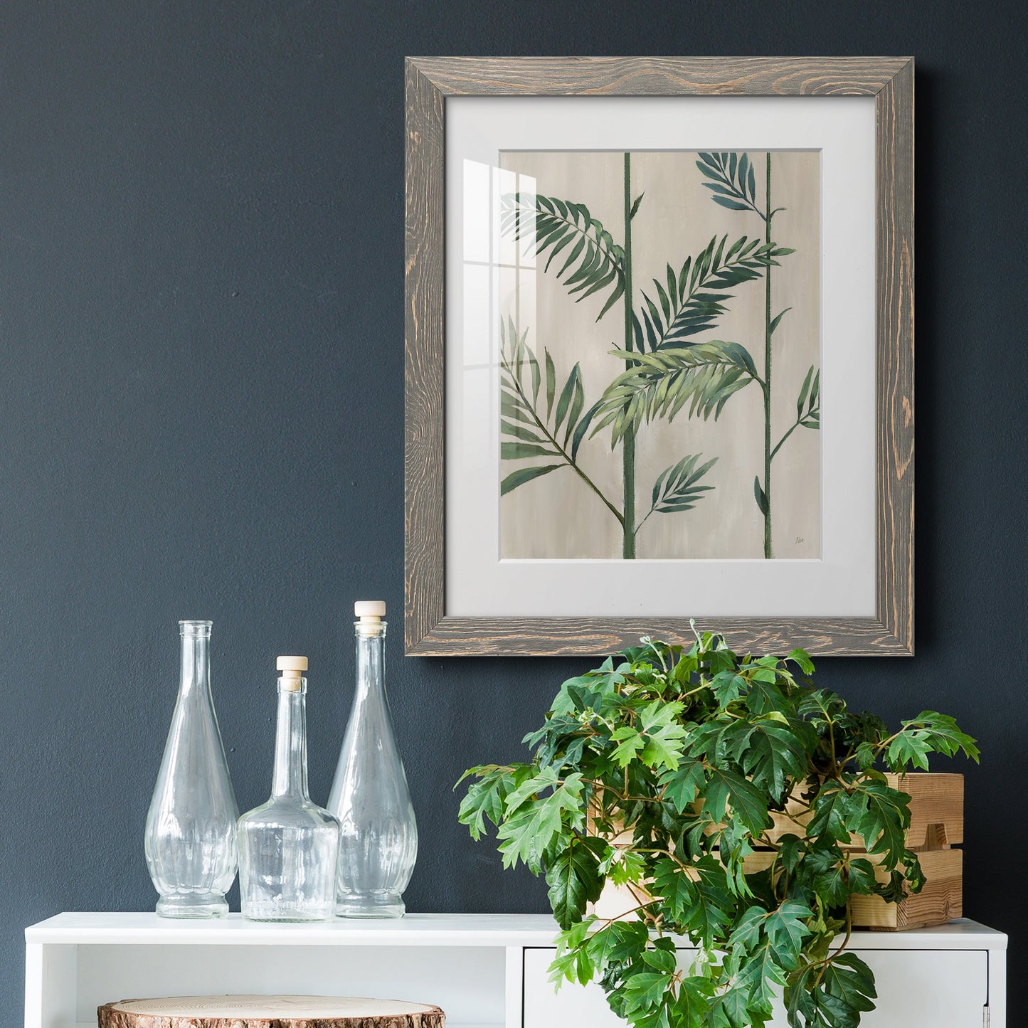 Modern Fronds II - Premium Framed Print - Distressed Barnwood Frame - Ready to Hang