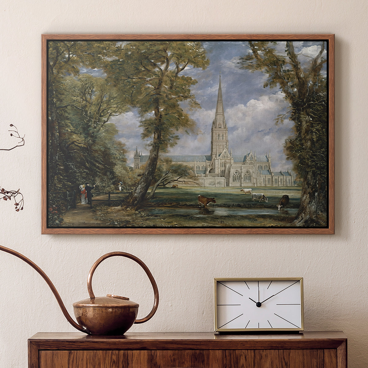 Salisbury Cathedral from the Bishop's Grounds, c. 1825 - Floater Framed Canvas Print