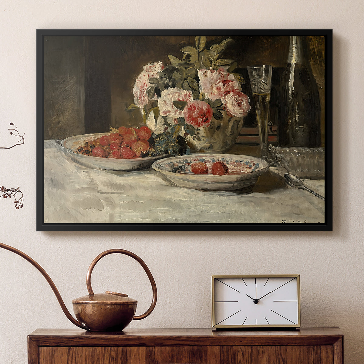 Strawberries and Champagne, c. 1881-1885 - Floater Framed Canvas Print