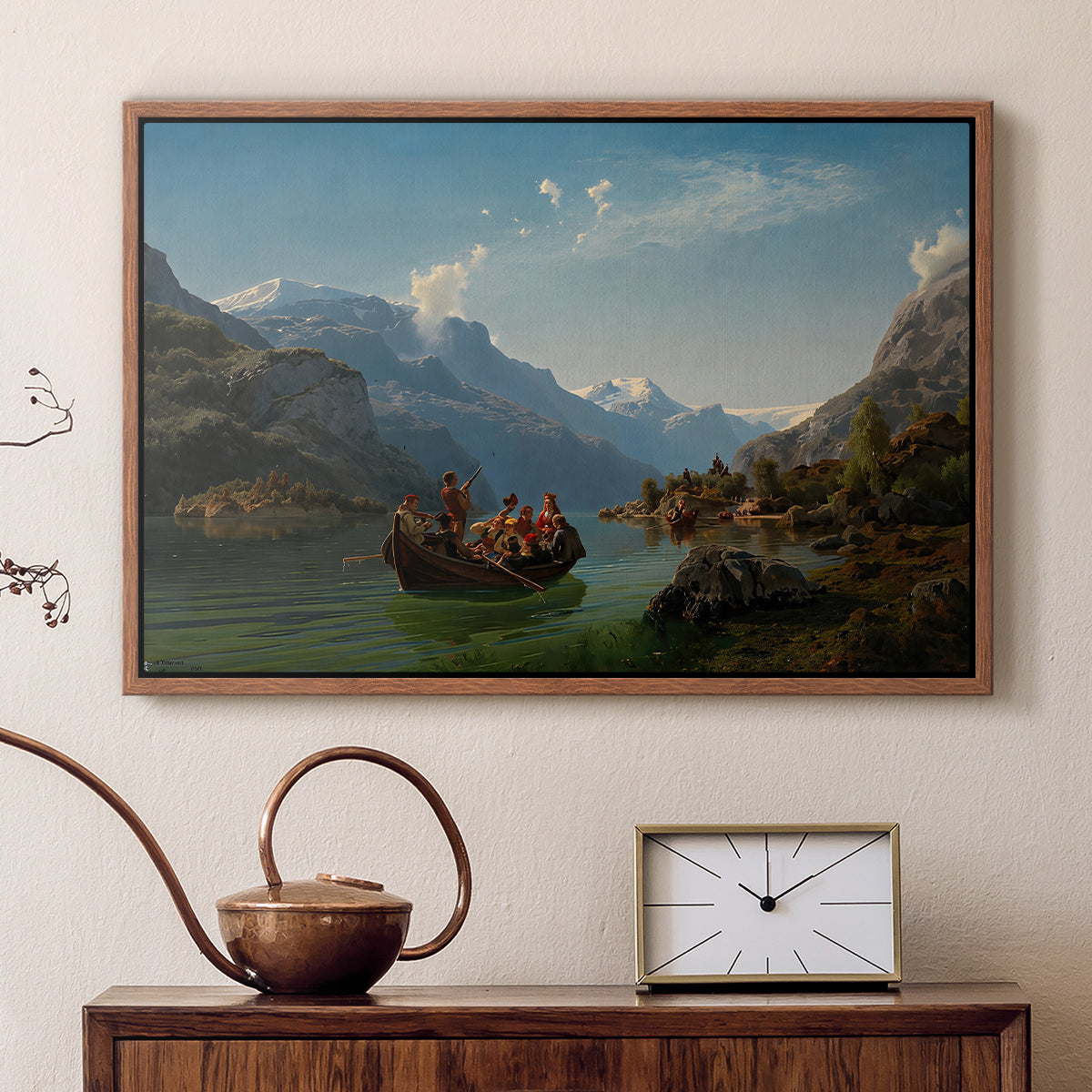 Bridal Procession on the Hardangerfjord, 1848 - Floater Framed Canvas Print