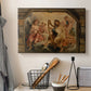 Canvas art print detailing an expressive devotional setting, displayed in a softly lit workspace setting