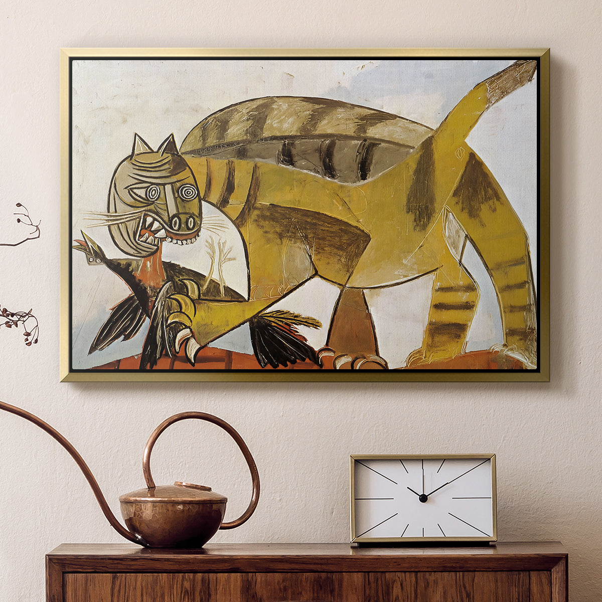 Cat Eating a Bird, 1939 - Floater Framed Canvas Print